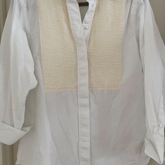 Tory Burch Tuxedo Style oversized White Button Down Size 6 Small - Picture 2 of 5